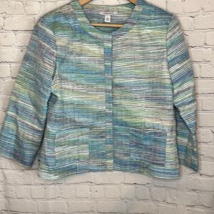 Luciano‎ Dante Women’s Blue Green Snap Closure Front Pockets Vintage Blazer sz L